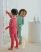 moimoln Pajamas Set 6M-5Y Solid Ribbed Unisex Baby & Toddler, Soft Viscose, Snug-Fit, Everyday Sleepwear