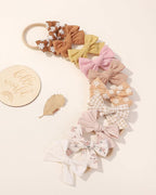 doboi 10PCS Baby Girls Headbands Hair Bows Nylon Linen Hairbands Handmade Hair Accessories for Newborn Infant Toddlers Little Girl and Kids 3.5Inches