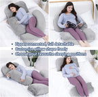 AS AWESLINGDetachable Maternity Pillow for Pregnant Women | 60in Pregnancy Pillows for Sleeping | Extra Large Full Body Pillow for Pregnancy with Crystal Velvet Cover(Dark Gray)
