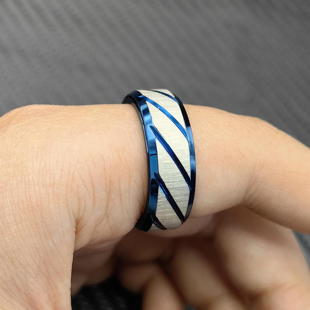 EDC Fidget Slider Fidget Toy Adult Stress Relief Metal Ratchet Ring Jewelry ADHD Recreational Fidget Toy Tactile Coin (Blue, 11)