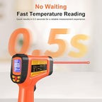 -58°F to 2732°F Digital Infrared Thermometer Gun, 50:1 Distance Ratio Laser Temperature Gun with MAX/MIN/AVG Measure and Alarm, Heat IR Temp Gun for Cooking, Griddle, HVAC, Industrial Forging