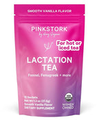Pink Stork Organic Lactation Tea – Fenugreek, Fennel, Milk Thistle + More – Support for Breastfeeding, Pumping, Hydration, Milk Flow – Smooth Vanilla – 15 Sachets, Caffeine-Free