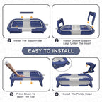 Collapsible Baby Bathtub for Newborn to Toddler (0-24 Months), Portable Baby Bath Tub for Travel, Newborn Bathtub with Soft and Supportive Cushion (Astronaut-Blue)