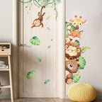 Tanlaby Jungle Animals Wall Stickers Cartoon Safari Animal Wall Decals Fox Bear Lion Monkey Tropical Leaves Art Decor for Baby Nursery Kids Playroom Bedroom