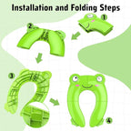 Portable Potty Seat for Toddler Travel - Foldable Non-Slip Potty Training Toilet Seat Cover for Boys Girls, Baby Kids with Drawstring Bag (Green Frog)