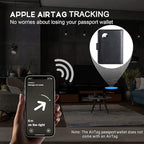 Airtag Passport Holder Cover Wallet Travel Essentials Leather RFID Blocking Case Vacation Luggage Must Haves Travel Accessories for Men Women (117#Black)