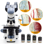 SWIFT SW380B 40X-2500X Magnification, Research-Grade Binocular Compound Lab Microscope, Mechanical Stage, with 5.0 mp Camera and Software Windows/Mac Compatible and 100pcs Blank Slides