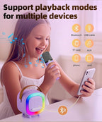 Mini Karaoke Machine Speaker for Kids Adults, Portable Bluetooth with 1 Wireless Microphones, Children's Day Birthday Gift Ideas for Toys for Teens Boys and Girls Aged 4, 5, 6, 7, 8, 9, 10, 11, 12+