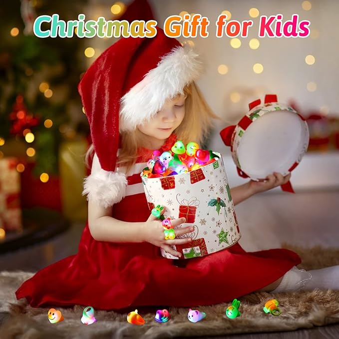 36 Pack Light Up Rings Glow in The Dark Party Supplies, Light up Party Favors, Goodie Bag Stuffers, Birthday Christmas Party Favors Classroom Prizes Cute Animal Treasure Box for Kids