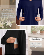 3 Pack Women's Oversize Nursing Shirts for Breastfeeding with Hidden Zippers Loose Fit Long Sleeve Maternity Tops