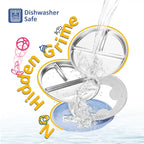 Stainless Steel Toddler Plate with Suction, 9” Divided Plates with Removable Silicone Sleeves for Kids, Non Toxic & BPA Free | Non Slip | Unbreakable Baby Snack Dishes Set of 2, Blue & Gray