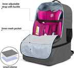 LUXJA Car Seat Travel Bag, Airplane Bag with Padded Backpack Straps and Adjustable Waist Straps for Travel (Fits Most Major Car Seat), Gray
