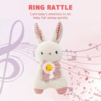 Organic Cotton Stuffed Animal Rattle Baby Toys, Plush Bunny Cuddle Cloth and Hand Grip Ring Rattles Plush Toy Set for Newborns Infant Boys Girls, 2 PCS