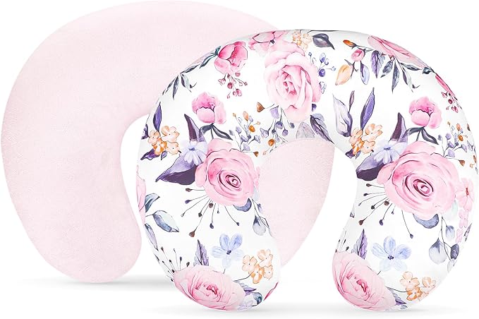 Nursing Pillow Cover 1 Pack, Minky Removable Nursing Pillowcase for Breastfeeding Pillows, Reversible Feeding Slipcover for Baby Boys/Girls, Super Soft Comfortable (Stylish Floral)