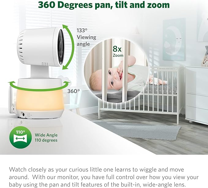 LeapFrog LF930HD Baby Monitor, 7” 720p HD Display,Video Baby Monitor with Camera and Audio, 1080p Smart Remote Access,360° Pan & Tilt,Color Night Light &Vision, Two-Way Intercom