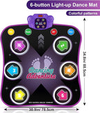 Flooyes Dance Mat Toys for 3-12 Year Old Kids, Electronic Dance Pad with Light-up 6-Button Wireless Bluetooth, Music Dance with 5 Game Modes, Birthday Toys Gifts for 3 4 5 6 7 8 9 10+ Year Old Girls
