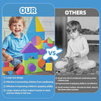 Large Building Foam Blocks for Toddlers, EVA Stacking Foam Building Blocks Toy Set, Non-Toxic, Washable, Early Learning Construction Toys & Gifts for Kids Boys & Girls (Blue, Pieces, 60)