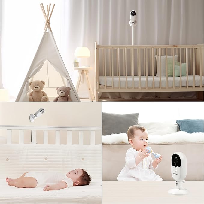 Smart Baby Monitor Contact-Free with Sleep & Breathing Tracking, 2K Secure Wi-Fi Video Camera Supporting Local Video Recording, AI Face Capture, Crying Alerts, Face Cover Alarm, Night Vision