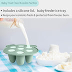 Silicone Baby Food Freezer Tray with Teething Popsicle Molds - Baby Fruit Feeder and Breastmilk Teether Combo