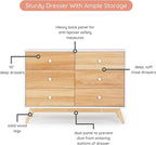 dadada Baby Merry 6-Drawer Dresser – Modern Nursery Dresser with Natural Wood Fronts, Soft-Close Drawers, Anti-Tip Safety Kit, Baby-Safe Finish – Spacious Storage for Nursery & Home (White/Natural)