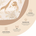 Crane Baby Safari Nursery Decor Crib Sheet, 100% Cotton Fitted Sheet for Standard Mattress 28in X 52in, Breathable Toddler Bed Sheet for Boys and Girls
