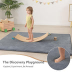 Baby Play Mat for Floor,Extra Large 79"×118" Tummy Time Mat,Thicker Memory Foam Mat for Toddler,Infant,Kids,Water Repellent Ultra Soft Coral Velvet,Non-Slip Backing Safe for Crawling(Dark Grey)