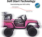 12V Kids Ride on Car Truck, Kids Electric Vehicles Car Ride on Toy for Toddlers with Remote Control - Light Pink