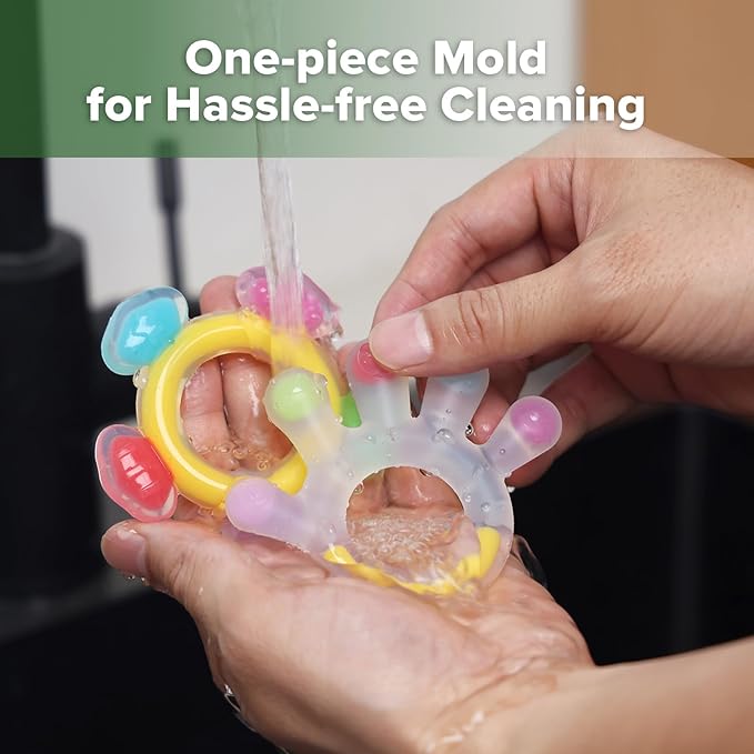 Haakaa Silicone Teether Combo - Baby Freezer Teething Toy - Soft Cold Teether - Soothe Teething Pain & Itching Gums - Perfect Size - Palm & Ferris Wheel Shape for 3M+ Babies BPA Free - 2 pk