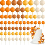 75 Pieces Cake Balls Topper Decorations Foam Cupcake Topper Mini Balloon Cake Topper Balls Cake Picks for Cake Deco Birthday Party Wedding（Orange Khaki Series）