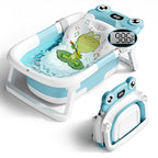 Baby Bathtub, Collapsible Newborn Bathtub for Infant to Toddler 0-24 Months with Soft Bath Net,Portable Travel Newborn Tub with No-Slip Feet, Baby Shower Gifts,Sky Blue