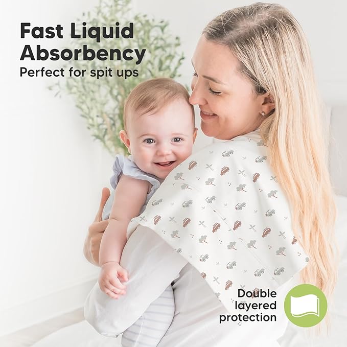 Organic Burp Cloths Baby Boy, Girl - 6-Pack Large Cotton Burping Cloths for Babies, Spit Up Rags, Super Absorbent, Ultra Soft Newborn Rag, Gender Neutral, Machine Washable, Durable (Wilderness)