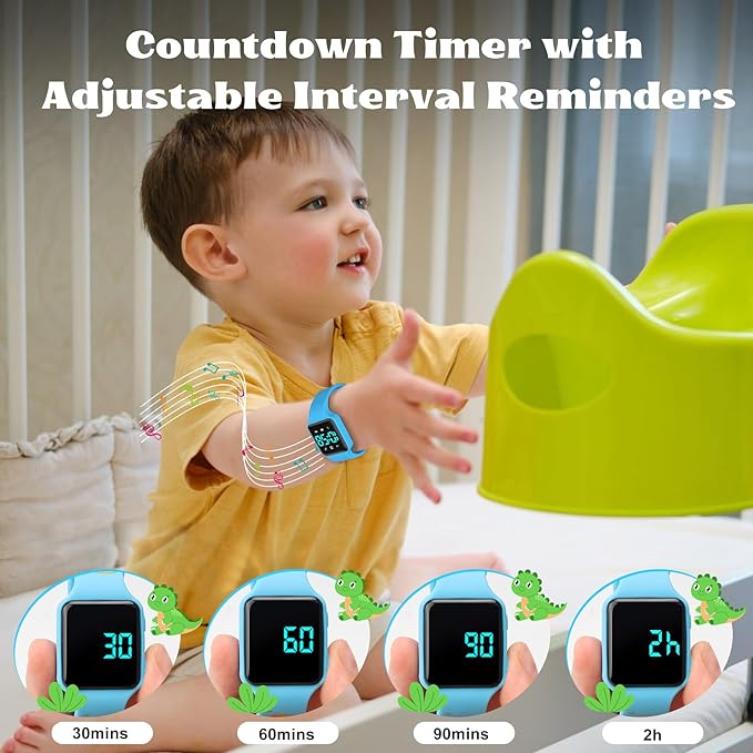 Potty Training Watch for Toddlers & Kids with Countdown, Flashing Lights, Fun Music or Vibration Alerts - Waterproof Interactive Toilet Training Reminder for Boys & Girls Ages 2-9