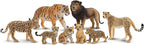 Toymany 8PCS 2-5" Plastic Jungle Animals Figures Playset Includes Baby Animals, Realistic Lion, Tiger, Cheetah, Leopard Figurines with Cubs, Cake Toppers Christmas Birthday Toy Gift for Kids Toddlers