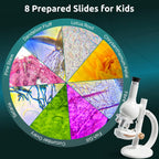 Science Can Microscope for Kids, 1600X Magnification LED Student Microscope with 8 Prepared Slides, Educational Science Lab Toy Great Birthday Gifts, Science Kits for Kids Ages 8-12