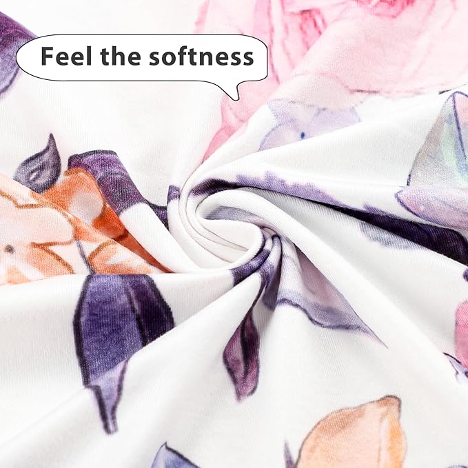 Pea Pod Nursing Pillow Cover for Baby Girl, Stretchy Removable Slipcover for Breastfeeding Pillows, Ultra Soft Comfortable Nursing Pillowcase, Baby Must Have (Pink Floral)