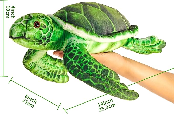 Realistic Big Sea Turtle Stuffed Animal,Plush Turtle Toys,Perfect Sea Turtle Present for Kids, Stuffed Animals Toys,Birthday,Christmas-14 inch
