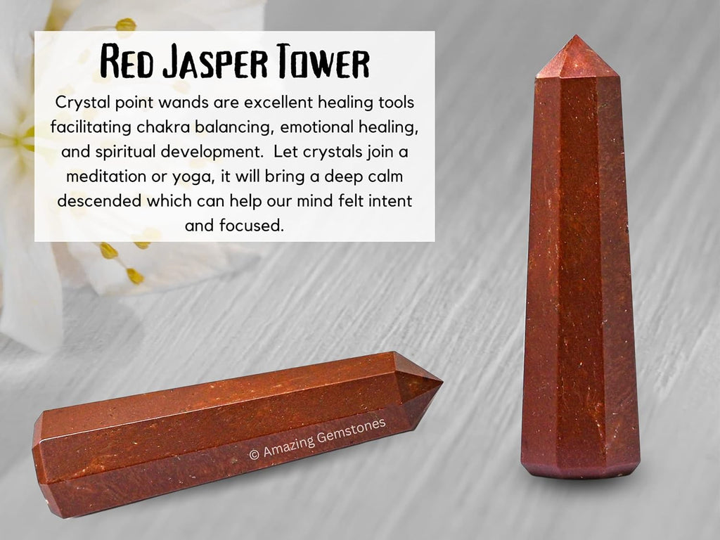 Amazing Gemstone Red Jasper Crystal Towers - Natural Healing Crystal Point Obelisk for Reiki Healing and Crystal Grid (2 Inch to 3 Inch)