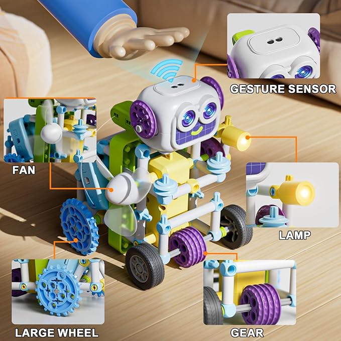 SMILESSKIDDO STEM Toys for Kids 8-13 Years Old, 36-in-1 Robotics Kit with Solar Power & Sensors, 434 Pieces Learning & Education Science Kits, Birthday Gift Idea for Boys and Girls