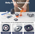 Baby Food Maker, 10-in-1 Baby Food Processor Set with 2 Glass Bowls (600ml+300ml), Baby Food Blender for Baby Puree, Fruit, Meat, Vegatable, Baby Food Storage Containers, Baby Essentials