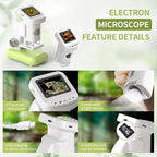 1200X Microscope for Kids with 2 inch Screen STEM Digital Science Kit Rechargeable Handheld Mini Pocket Children Students Slides Portable Gift for Kids Ages 6 to 12 (Green)