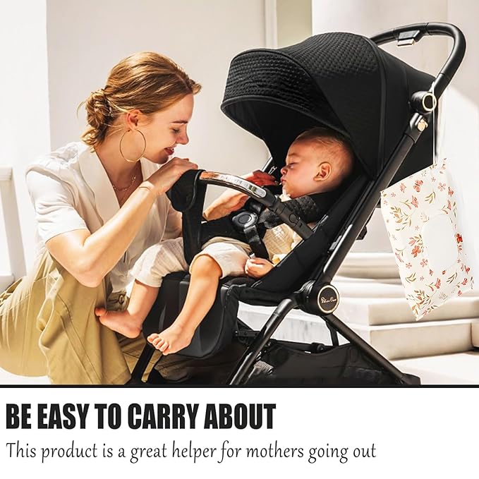 FEBSNOW 2 Pack Baby Wipes Dispenser Holder, Portable Refillable Baby Wet Wipes Pouch Container Reusable Travel Case for Outdoor Hiking, Pink Flower