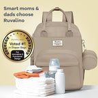 RUVALINO Diaper Bag Backpack-Multifunction Baby Travel Bag with Changing pad, Insulated Bottle Holders & Pacifier Case, Large Capacity, Waterproof, Clay