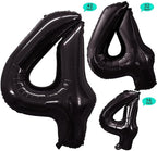 GOER Black Foil Balloons Number 4,Huge Number Balloons for 4th 14th 24th 34th 44th Birthday Party Supplies Anniversary Decorations (3 pcs,42 inch,32 inch,16inch)