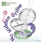 Stainless Steel Toddler Plate with Suction, 9” Divided Plates with Removable Silicone Sleeves for Baby, Non Toxic & BPA Free | Non Slip | Unbreakable Kids Snack Dishes Set of 2, Green & Purple