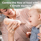 Haakaa Silicone Baby Food Dispensing Spoon Feeder 4oz - Infant Squeeze Cereal Feeder, Baby Fresh Food Feeder, Feed Bottle for Puree, Solid Baby Food, BPA Free, 4m+ Babies – Peach