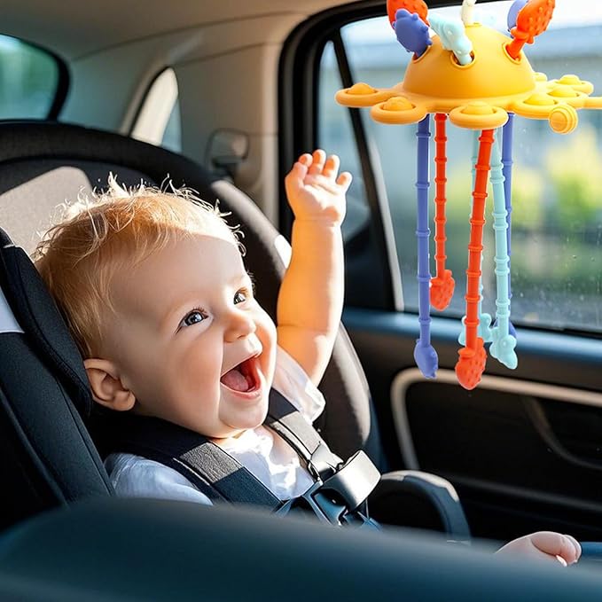 Baby Suction Toys Teething High Chair Toys - Baby Teething Chew Table Toy Silicone Teethers, Food Grade Silicon for 6 12 18 Months (Blue)