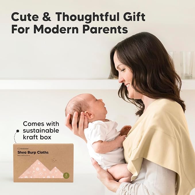 Organic Burp Cloths Baby Boy, Girl - 6-Pack Large Cotton Burping Cloths for Babies, Spit Up Rags, Super Absorbent, Ultra Soft Newborn Rag, Gender Neutral, Machine Washable, Durable(Butterflies)