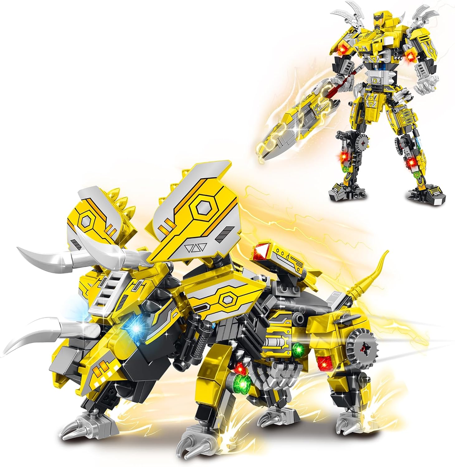 STEM 2 in 1 Triceratops Dinosaur Building Kits, Transforming Mech Robot Building Sets for Adults, Compatible with Dinosaur, Educational Gift Toy for Kids Boys 6-10 (507 PCS)