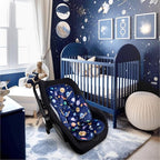 Pea Pod Baby Car Seat Head Support for Newborn, 2 in 1 Infant Car Seat Head Body Support for Boys Extra Soft Breathable Baby Car Seat Cushion Insert for Strollers, Swings, and Bouncers, Blue Space