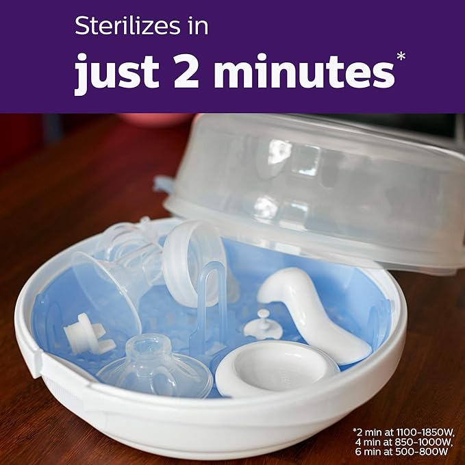 Philips AVENT Microwave Steam Sterilizer for Baby Bottles, Pacifiers, Cups and More, SCF281/05